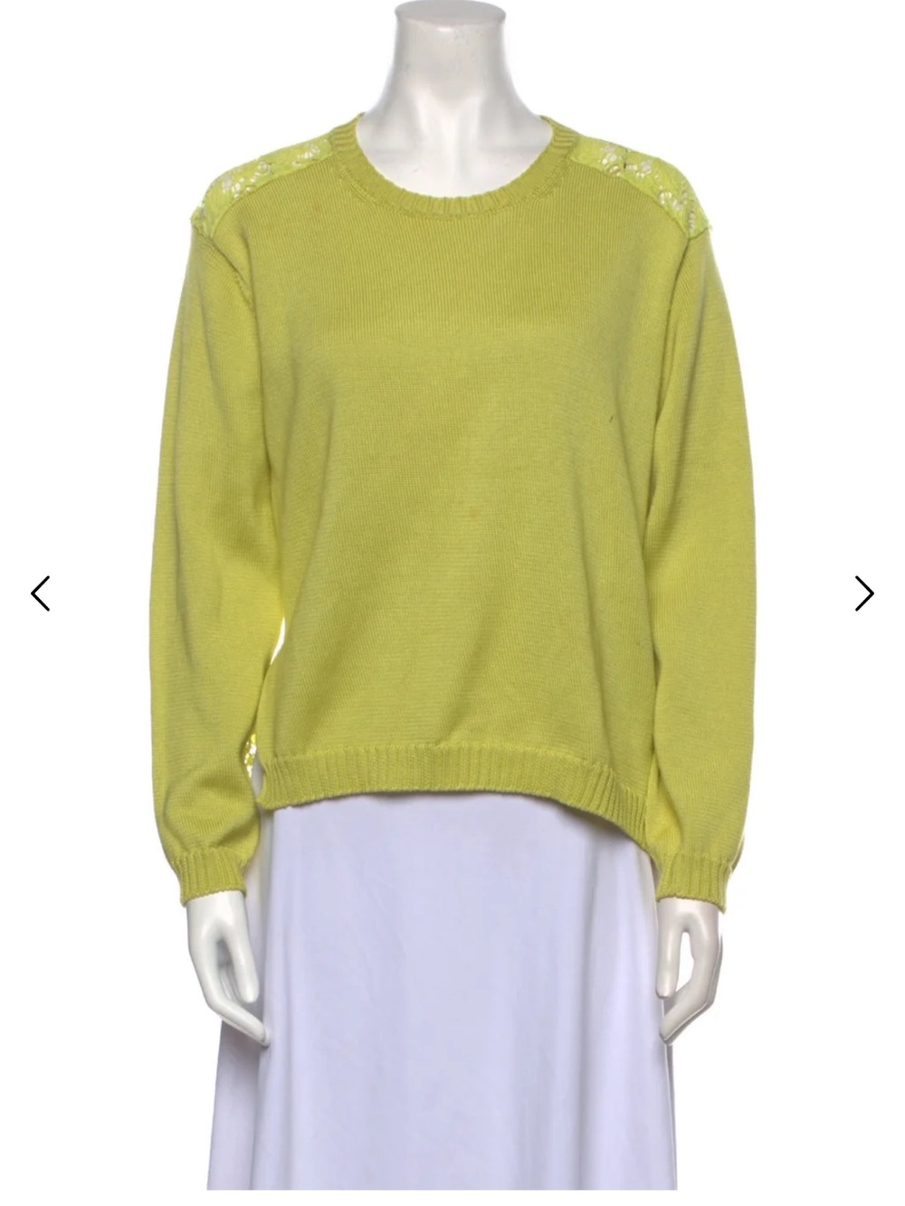 Valentino Lime Green Crewneck Sweater with Embellished Shoulders